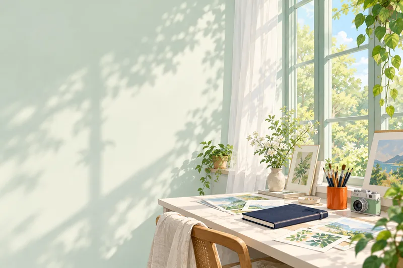 An illustrated workspace for learning about image editing